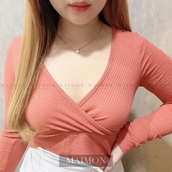 e00bb46f1b1308f7f782609c2d09b85f Pastel Long Sleeve Wrap Top